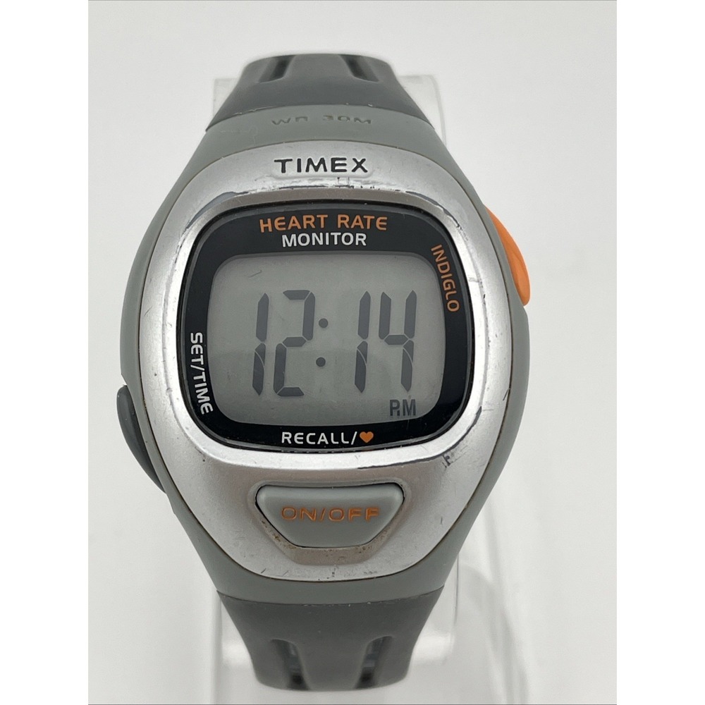 Timex Recall Indiglo Heart Rate Silicone Band Quartz Watch Only- New Battery